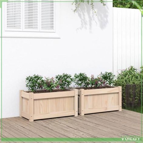 Jardinière d'extérieur - FAFEICY - 837440 - bois de pin massif - 60 x 31 x 31 cm - lot 2 pièces (1/5)