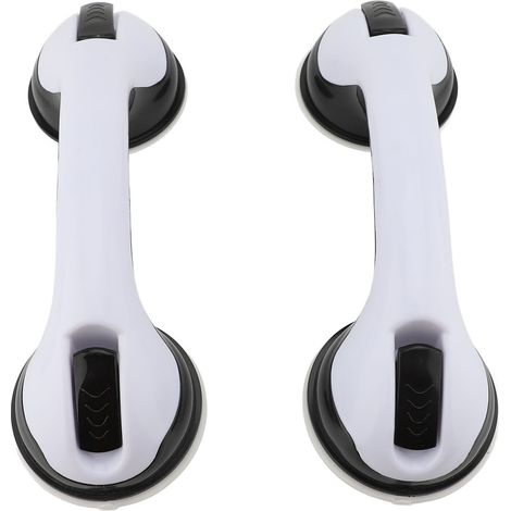 2 maniglioni di sicurezza a ventosa per vasca e doccia, robusti, in PP, rimovibili, antiscivolo, per la sicurezza in bagno, colore bianco e nero. (1/2)