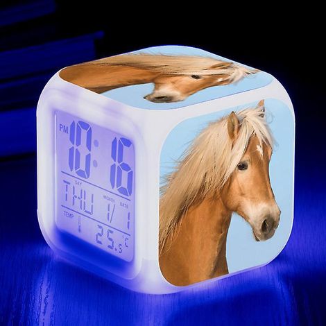 rveil Cheval Image Rveil E Lumire Usb Enfants Led Horloge Dessin Anim Veilleuse Flash 7 Changement De Couleur Horloge Numrique Horloge De Bureau L (1/5)