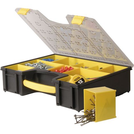 Stanley – Organiseur de rangement pour outils 8 compartiments amovibles – Couvercle en polypropylène haute résistance – Dimensions 42,3 x 10,5 x 33,4 cm – 192749 (1/10)