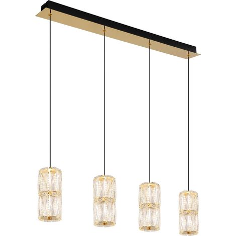Lampe suspendue lampe en cristal lampe suspension 3 flammes LED or antique clair salle à manger (1/5)