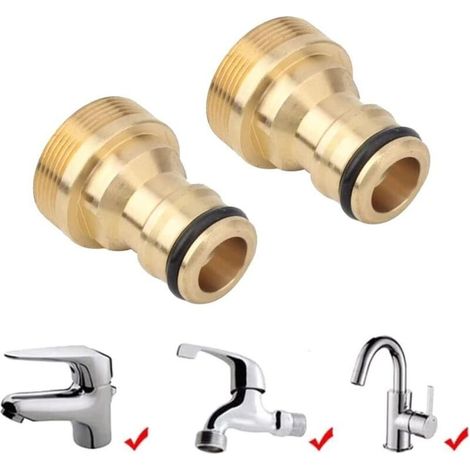 Adaptateur universel pour robinet de cuisine - Adaptateur de tuyau - Raccord de tuyau - Adaptateur de raccordement d'eau pour robinet de cuisine et de jardin (Deux paquets,22mm/24mm) (1/3)