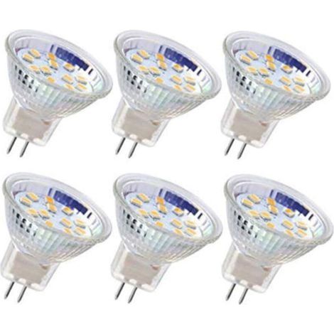 6pcs ampoule LED MR11 ampoule de projecteur GU4 ampoules 3W 18LEDs ampoules halogène 20W équivalent non dimmable ampoule LED 12V AC/DC pour l'éclairage de piste paysage maison (Blanc f (1/4)