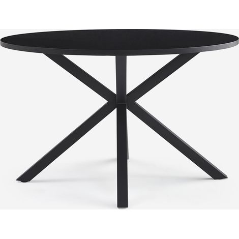 Tavolo rotondo nero 120cm con gambe incrociate per cucina soggiorno Samu (1/5)