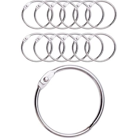 Anneaux de Rideaux Douche avec Crochet en Métal Fabriqués Italie Anneau Circulaire ouvrable 50 mm pour Rideaux, Salle Bain, Maison, Classeurs Couleur Métallique, Argent,12pack (1/5)