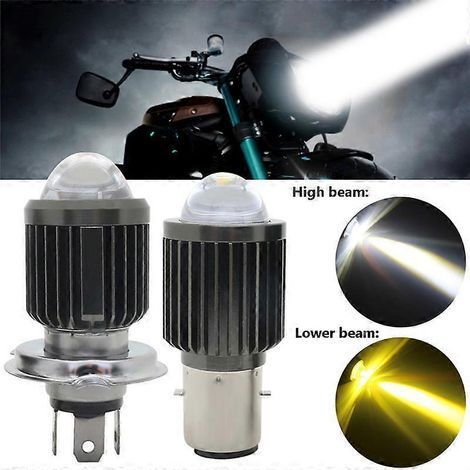 Phare de moto LED BA20D 10 000 lm, ampoules H4, H6 et H7, lentille CSP, blanc/jaune, feux de croisement/route, accessoires pour scooter, feux antibrouillard (1/4)