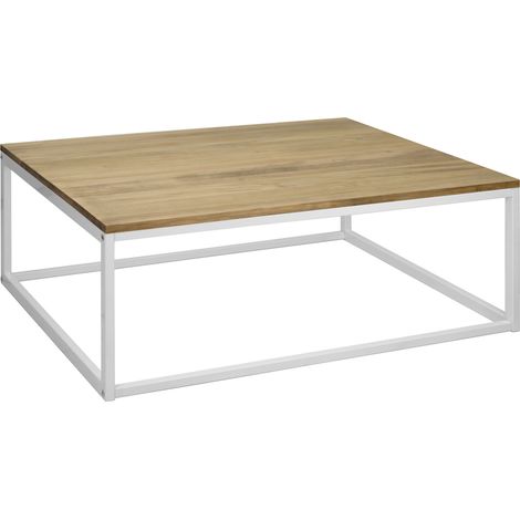 Mesa de centro iCub 120x80x37cm Blanca en madera maciza de pino acabado vintage estilo industrial Box Furniture/ (1/3)