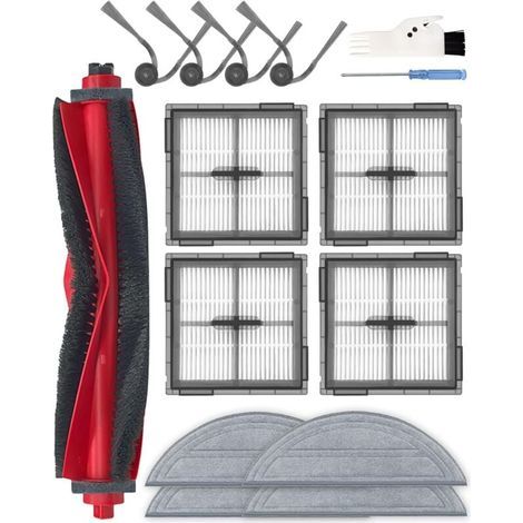 15 Pièces de Rechange pour Roborock Q10 S5/Q10 S5+ Aspirateur Robot, Kit d'Accessoires Comprenant 1 Brosse Principale, 4 Brosses Latérales, 4 Filtres HEPA, 4 Tampons de Nettoyage, 1 Brosse (1/5)