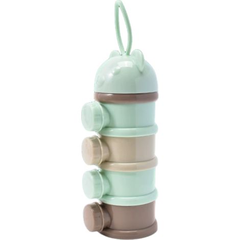 Boîte de rangement poudre bébé couvercle amovible (vert, 4 compartiments)