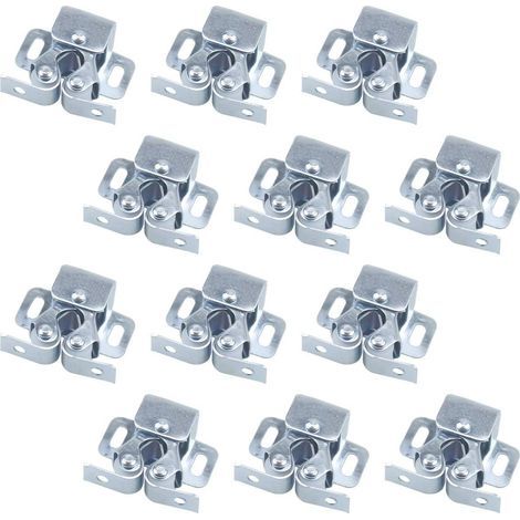 12PCS Door Closers, Door Closers, Double Roller Catches for Hinged Furniture Doors, Double Roller Cabinet Door Catch, Cupboard Door Catch (Silver) (1/5)
