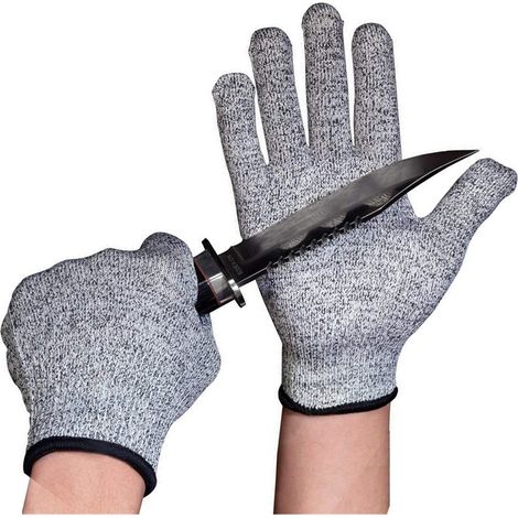 Gants Anti-Coupure - Niveau 5 - Fibres HPPE et Fils d'Acier Inoxydable - Protection Main Cuisine Jardin Bricolage - Taille Unique (1/5)