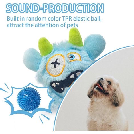 Blue Plush Squeaky Dog Toy Covered with Soft Fluffy Material for Comfortable Touch