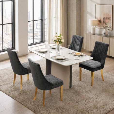 MEUBLIV Sillas de comedor negras 64 x 50 x 95,5 cm, respaldo alto, juego de 2 (1/5)