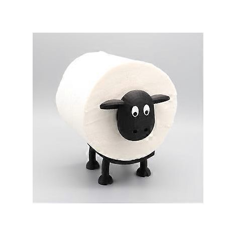 Toilettenpapierhalter – Schaf – 3D-gedruckter Toilettenpapierhalter in Form eines schwarzen Schafs – Witzige Aufbewahrung für Toilettenpapierrollen – Schwarz – 8,5 x 16 x 9,5 cm