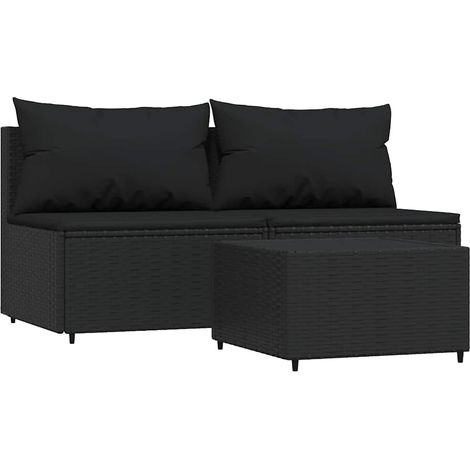 Maison Exclusive - 3-tlg. Garten-Lounge-Set mit Kissen Schwarz Po