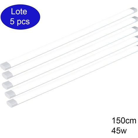 Pack 5 luminaires LED 150 cm 45W 6000K 5400LM blanc réglette écran
