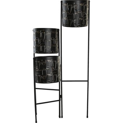 DKD Home Decor Vase métal noir doré 22x22x93 cm (1/4)
