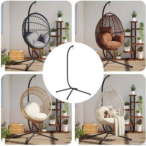 vidaXL Soporte para Silla Colgante Huevo sin Cesta Antracita Acero (Solo Base de Soporte) (1/5)