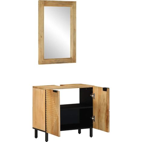 vidaXL Conjunto de muebles de baño 2 uds marrón madera maciza de mango (1/2)