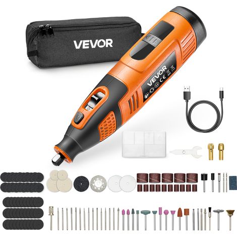 VEVOR 119-tlg. Akku-Multifunktionswerkzeug-Set, DC12V tragbares Mini-Rotationswerkzeug, 28 Gang 5000–32000 U/min, zum Gravieren, Schleifen, Polieren, Schnitzen, Schneiden, Heimwerken (1/5)