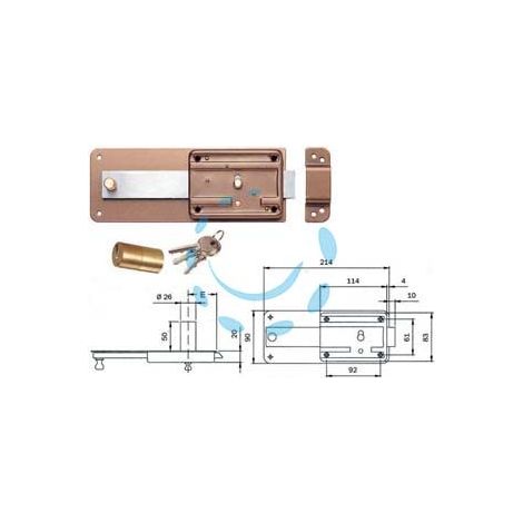 FERROGLIETTO APPLICARE CATENACCIO SCROCCO CILINDRO FISSO 3105 - mm.60 (310504600)