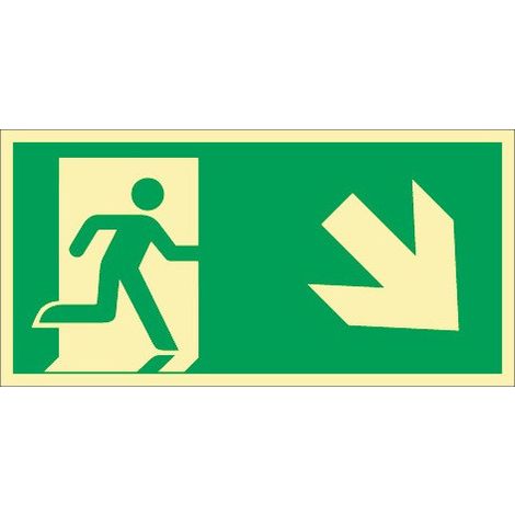 Panneau de secours DIN EN ISO 7010 L297xL148mm issue de secours jusqu'en bas de Ku. (Par. 10)