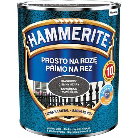 Pintura metálica Hammerite Straight to Rust, color gris oscuro arena, 0,7 L