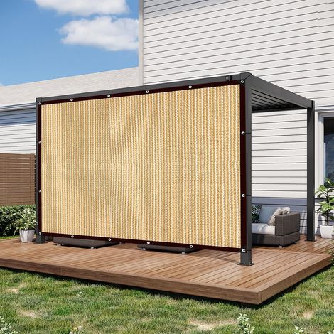 Voile d'ombrage avec œillets - 85 % - Filet d'ombrage de jardin - Rectangulaire - Protection solaire - En polyéthylène haute densité résistant à la déchirure - Perméable à l'eau - Beige - 3 x 4 m (1/5)