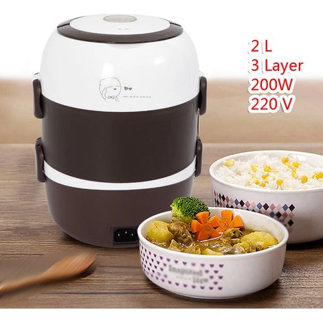 Elektrische Lunch Box Tragbare Speisenwärmer 3 Schichten 2L Mini Mikrowelle Multifunktionale Dampfgarer Beheizte Lunchbox