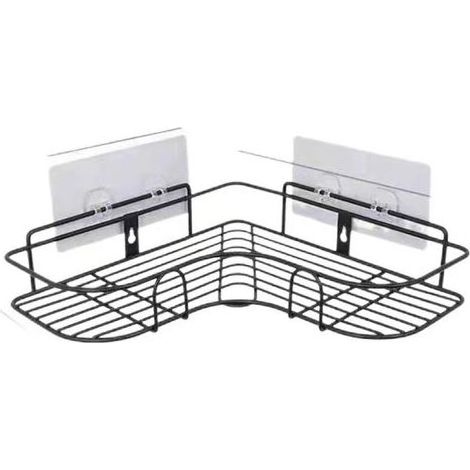 Shower Corner Shelf Without Drilling, Black Bathroom Shelf, Stainless Steel Shower Soap Holder for Bathroom, Bathroom Accessories 8 Adhesive Stickers, Kitchen Storage, 31x23x5 (1/5)
