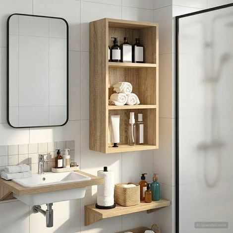 vidaXL Armoire murale de salle de bain Chêne Sonoma 30 x 16 x 62,5 cm
