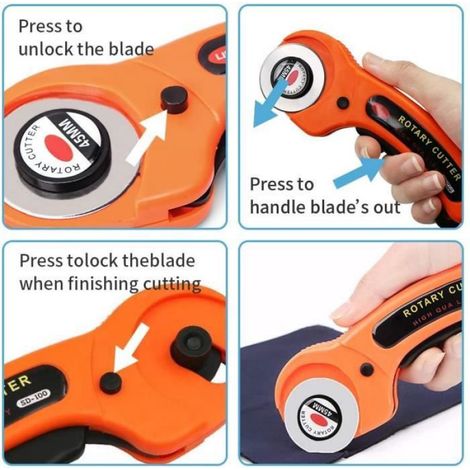 Cutter Rotatif - 45 mm - Pour Cuir Et Patchwork - Lames Remplaçables - 1 Pièce (1/4)