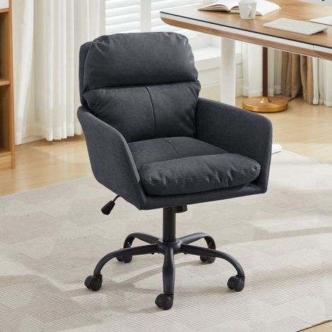 Silla de oficina de PU negra, altura regulable, con ruedas HAVRYA (1/5)