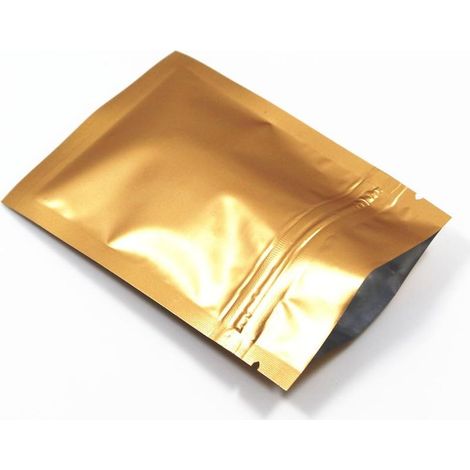 100 Stück Aluminiumfolien-Verpackungsbeutel, flache Mylar-Kaffeeaufbewahrungsbeutel mit Reißverschluss (7 x 10 cm (2,7 x 3,9 Zoll), Gold) (1/4)