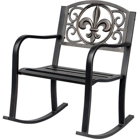 Fauteuil à bascule, balancelle de jardin, style antique, en métal bronze, L 60 x P 73 x H 85 cm