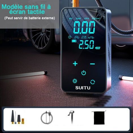 Portable Air Compressor, Cordless Car Tire Inflator with LED and USB C Port 150 PSI, Rechargeable Battery, Fast Inflation, Compressor, Auto Shut-Off, for Car, Bikes and Motorcycles (1/4)