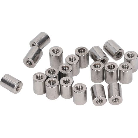 Écrous raccord ronds M5x0.8, connecteur tige filetée femelle, lot de 20, inox 304, 12 L16mm, visserie précision (1/5)