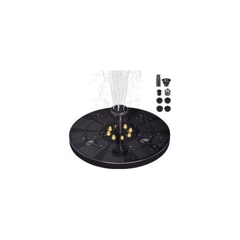 Fontaine à eau solaire améliorée avec lumière LED 3 W - Fontaine à énergie solaire avec 8 styles d'eau - Fontaine flottante à énergie solaire pour bain d'oiseaux, jardin, étang, piscine, extérieur