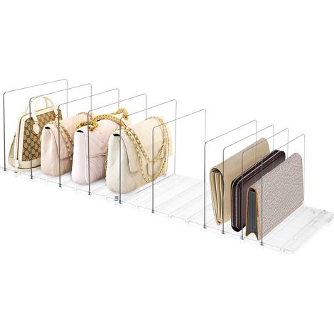 Juego de 10 separadores para bolsos, organizador de armario ajustable con base ranurada y separadores ajustables, almacenamiento para vestidor, armario, dormitorio y cocina. (1/5)