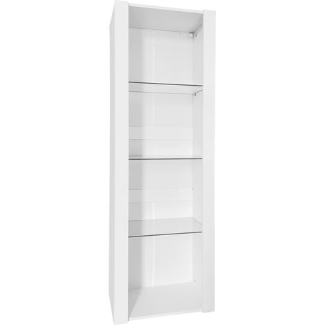 Vetrina bianca lucida con LED, 3 ripiani in vetro, 55 x 38 x 166 cm (1/5)