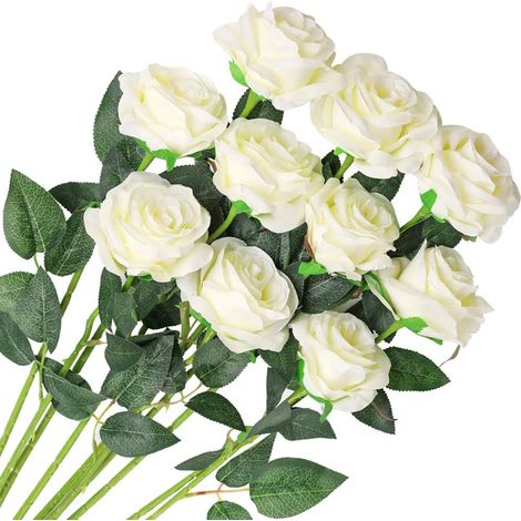 10 tiges de roses artificielles en soie, bouquets de fleurs artificielles pour-AquaForge (1/5)