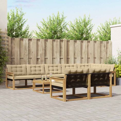 vidaXL Outdoor-Sofagarnitur 9 pcs Weiß und Beige 79 x 79 x 37 cm (1/5)