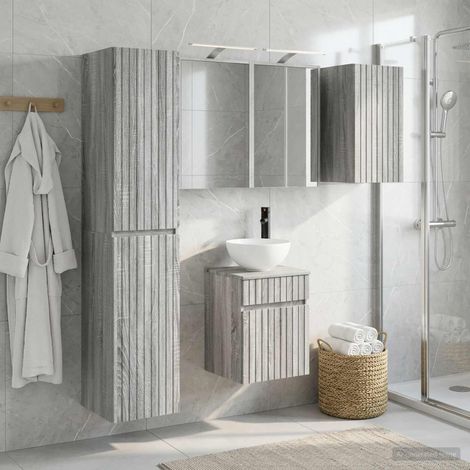 vidaXL Juego de Muebles de Baño 5 uds. Sonoma gris (1/5)