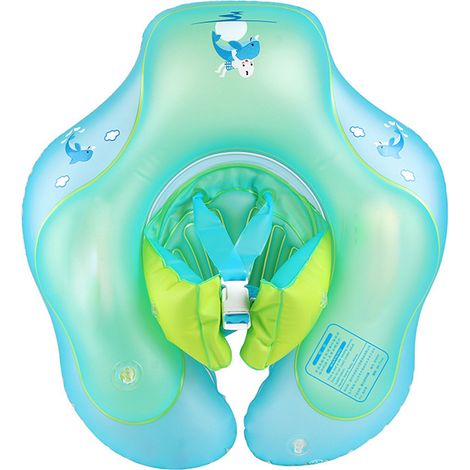 Bouée gonflable pour enfants, motif dessin animé, en PVC, anti-retournement, antidérapante, avec ceinture de sécurité et longueur ajustable, taille S (3 à 12 mois). (1/5)
