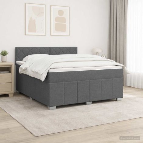 Lit boxspring avec matelas Gris foncé 140 x 190 cm Tissu (1/5)