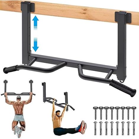 Barre de traction multifonctionnelle Joist Mounted - 4 niveaux de réglage de la hauteur - Poignée multi-angle - Chin Up Bar Joist Mount - Équipement de musculation à la maison (1/5)