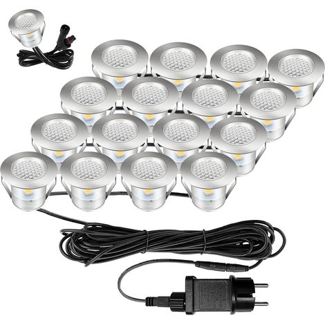 Lot de 10 spot encastrable exterieur Blanc chaud mini spot led encastrable IP67 étanche Convient pour spot escalier l'extérieur intérieur Pont en bois Piscine Terrasse en bois Jardin (1/5)