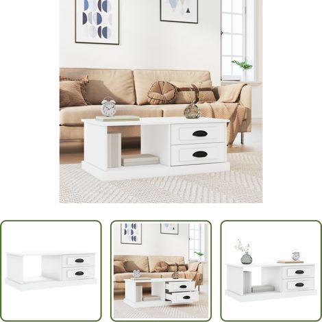 Wohnzimmertisch - Couchtisch Weiß 90x50x35 cm Holzwerkstoff (1/5)