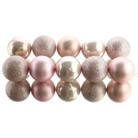 Bruchfeste Weihnachtskugeln Blush Pink rosa Ø 6 cm aus Kunststoff - 10er Set (1/3)