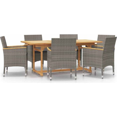 Maison Exclusive - Set da Pranzo per Giardino 7 pz con Cuscini Grigio (1/5)